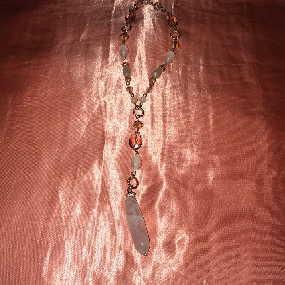 Tear dropped rose gold crystal necklace